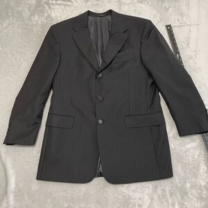 HSM Hart Schaffner Marx Suit Jacket Mens 40 Black Pinstripe Union Made in USA